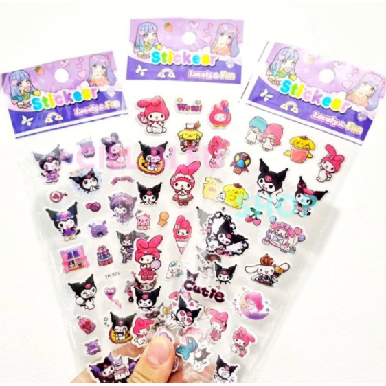 

HFM - 10 lbr Stiker 3D timbul sanrio kuromi melody