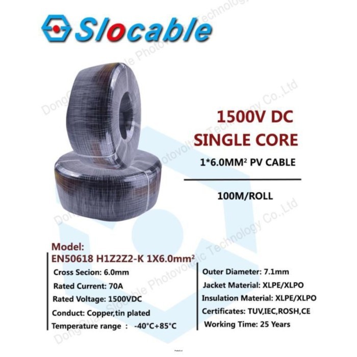 Kabel Solar Panel Kabel Panel Surya 1x6mm Slocable PV CABLE PV 1F 100 Meter