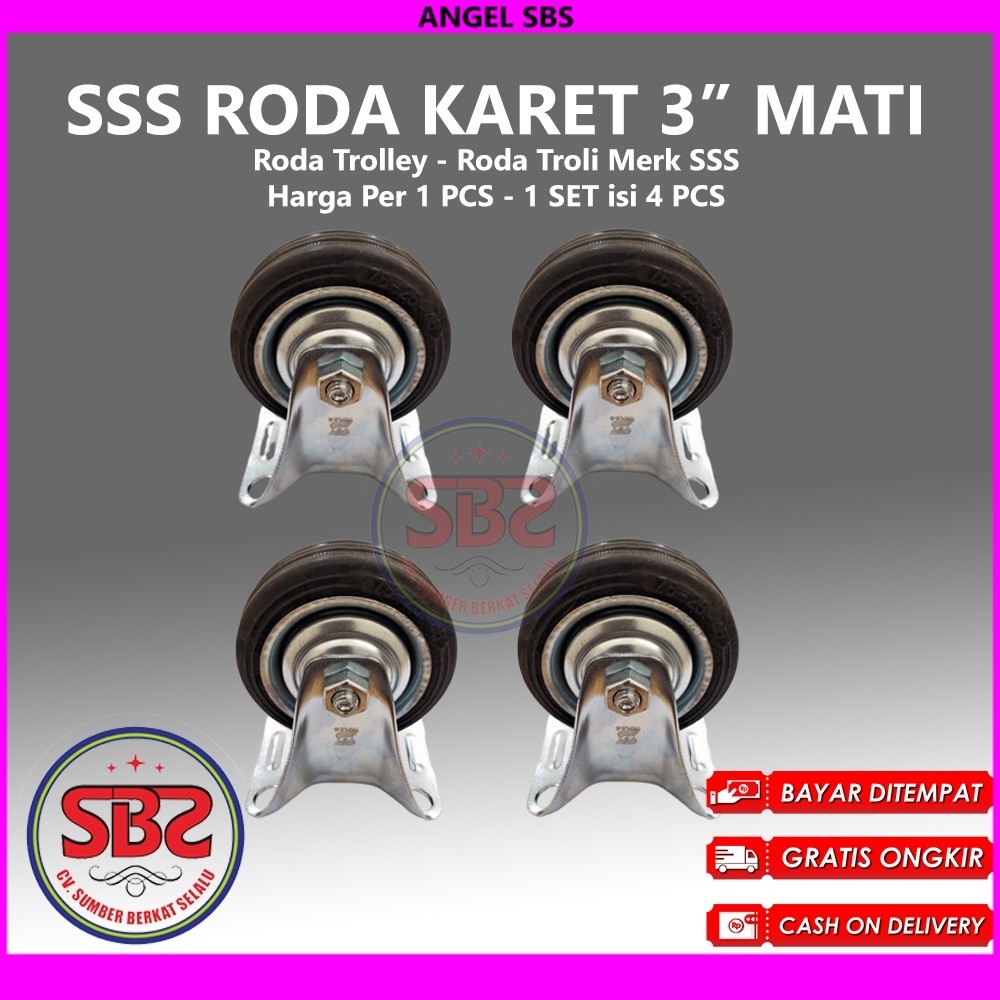 SSS Roda Karet 3inch 3" Mati - Roda Karet SSS /Roda Karet Triple S - Roda Karet Troli Trolly Etalase