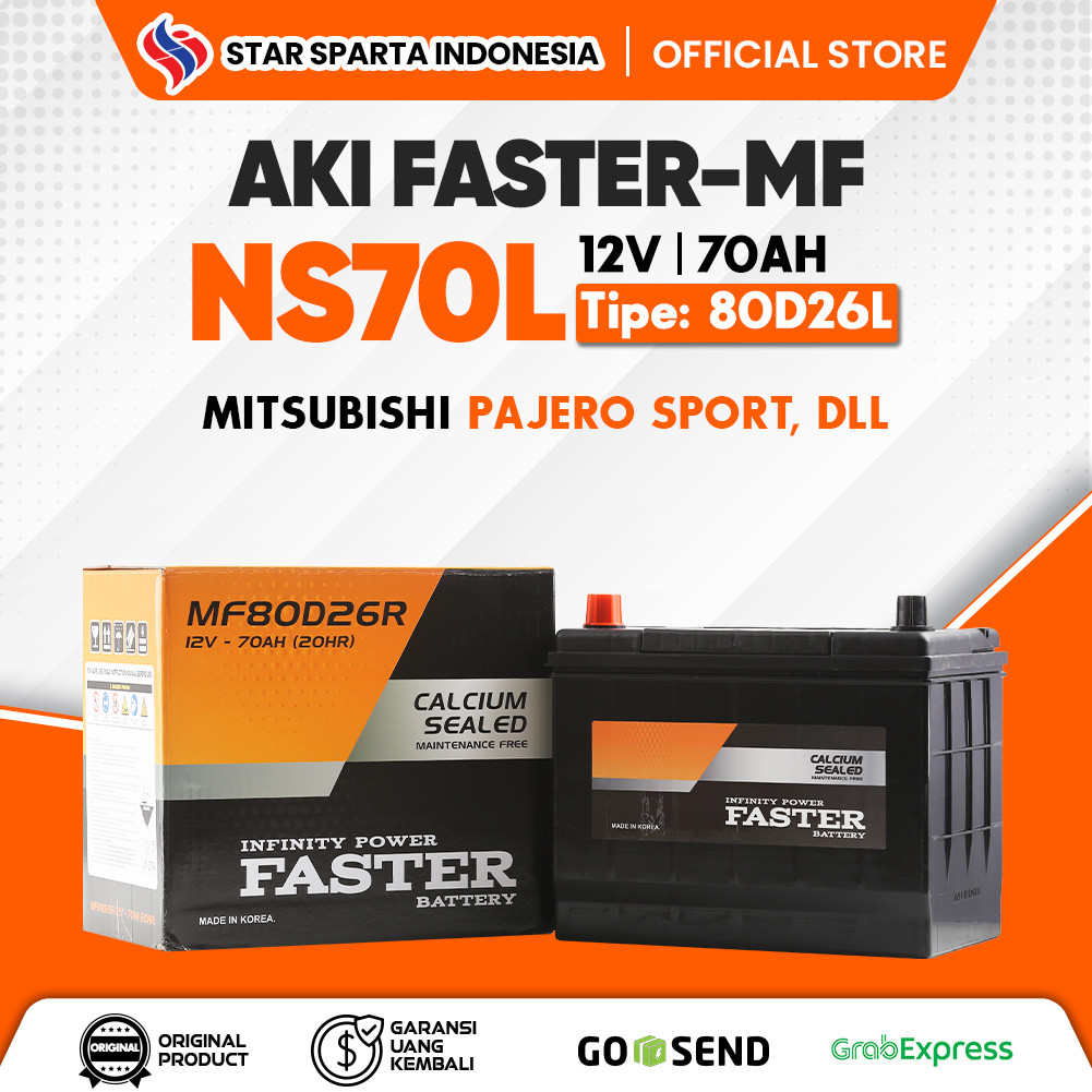 Faster MF - Aki NS70L 12V 70Ah untuk Mitsubishi Pajero Sport