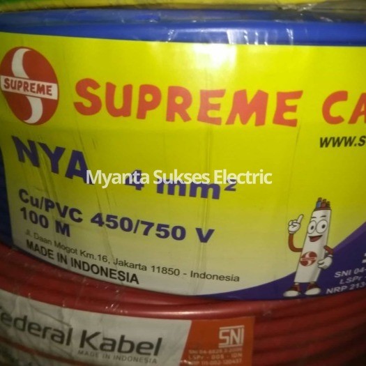 Kabel Listrik Tunggal NYA 4mm SUPREME Roll 100m