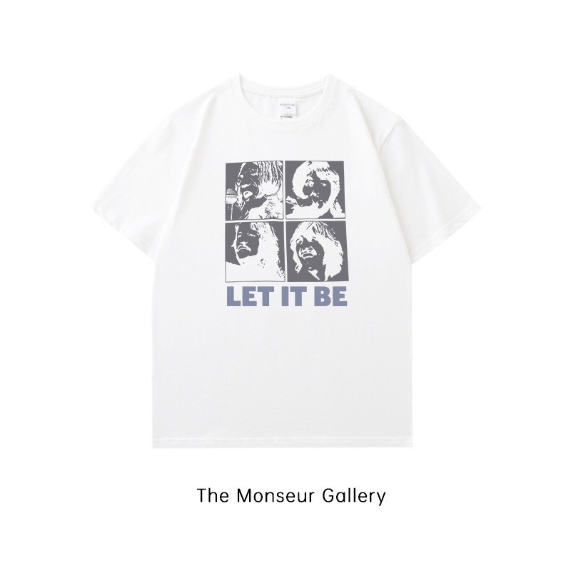 【Trendy】The Monseur Gallery T-shirt BEATLES The Beatles Rock Band American Retro | Kaos Wanita Putih