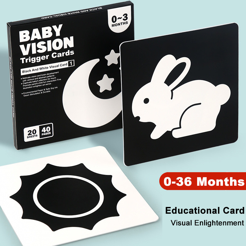 

Baby Visual Stimulation Cards Montessori High Contrast Flash Card Infant Gift For Children Cognition Toy