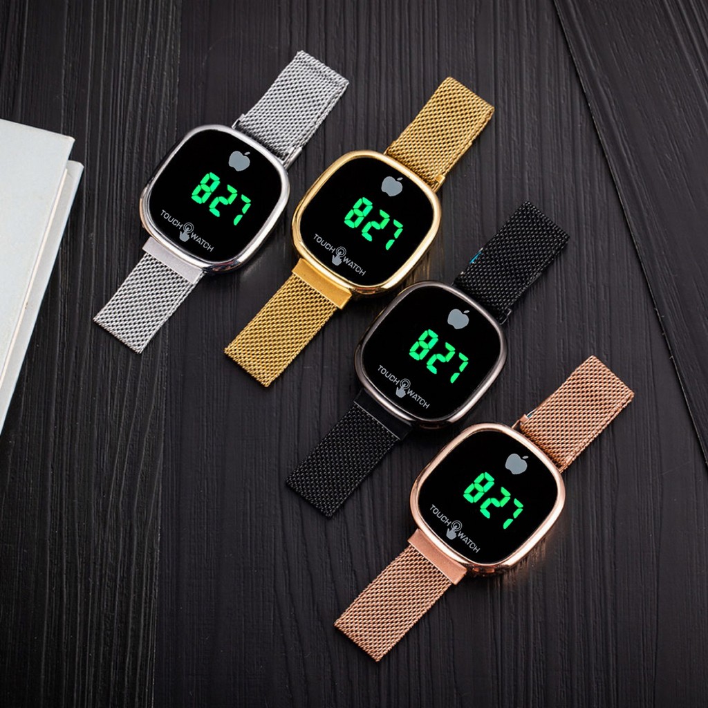 Jam Tangan Wanita Pria Couple Digital Rantai Magnet Touch Watch Led Electronic Fashion S1337