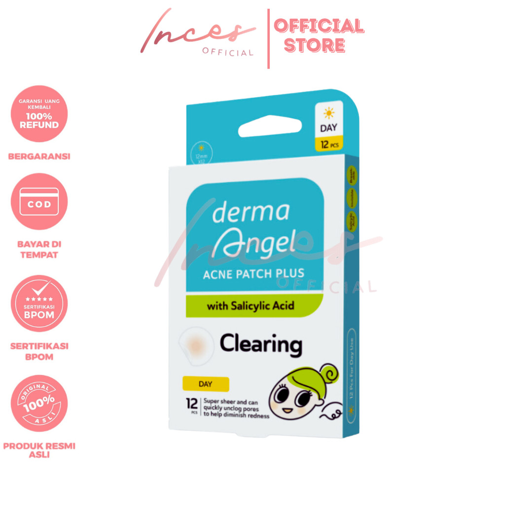 INCES - Derma Angel Acne Patch Plus with Salicylic Acid Day: Isi 12 Patch | Plester Jerawat Batu | P