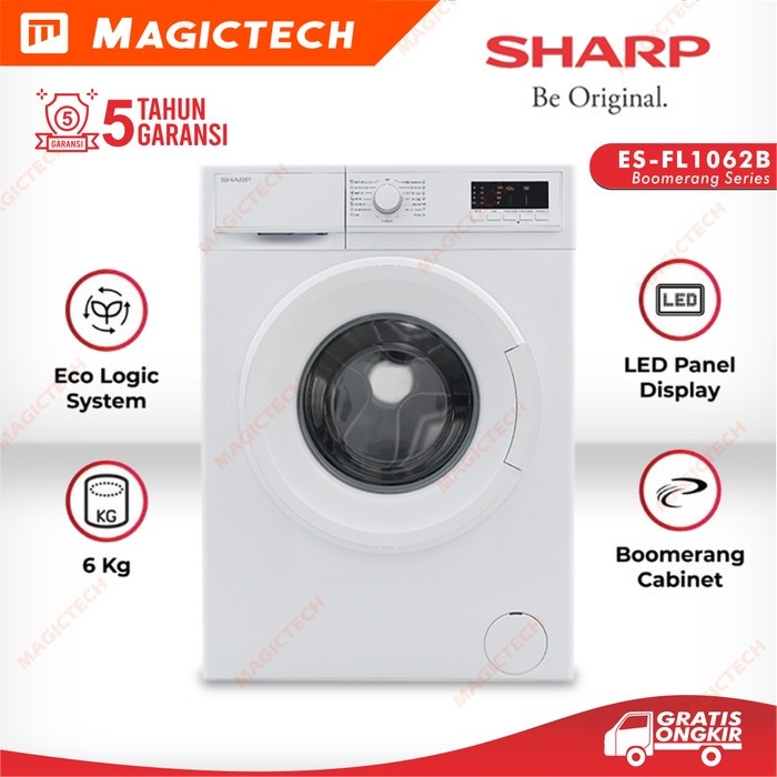 MESIN CUCI SHARP FRONT LOADING 6 KG ES-FL1062B / ES-FL1062 B