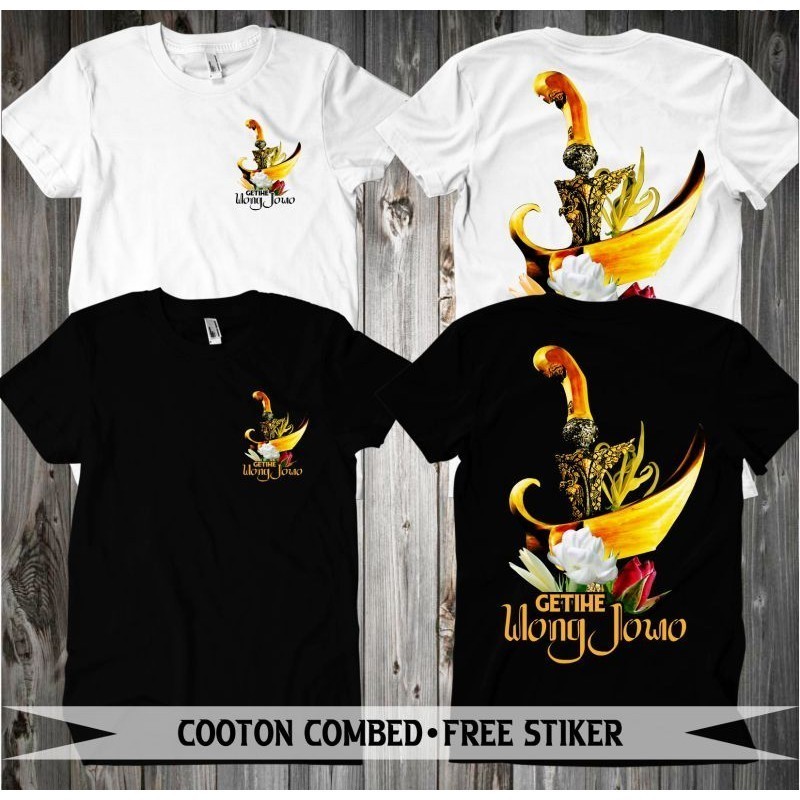 KAOS NETRAL JAWA KEJAWEN MOTIF KERIS KEMBANG TELON KAOS OBLONG PRIA WANITA HITAM PUTIH