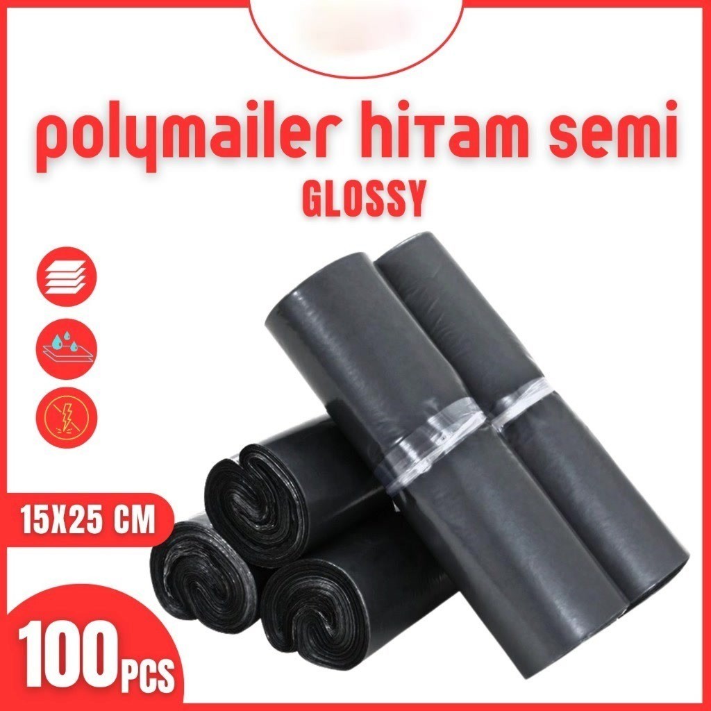

Plastik Packing Olshop Online Shop ol on shop Polymailer Warna Hitam Abu15x25 isi 100 pcs Tebal Glossy MURAH