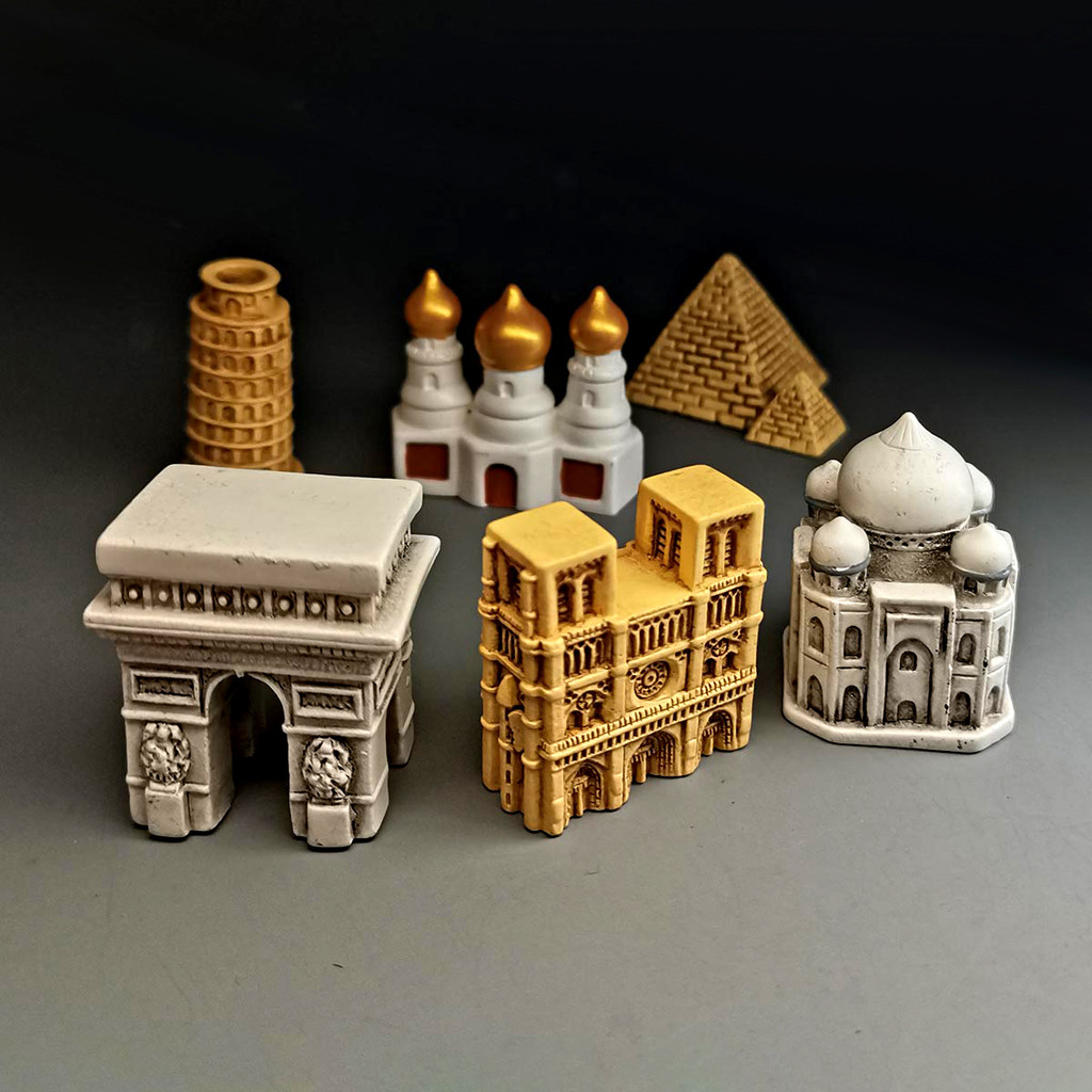 

Paris Souvenir Small Castle Courtyard Outdoor Statue Fairy Garden Miniature Figurines Decor DIY Craft Modern Thailand Buildings
