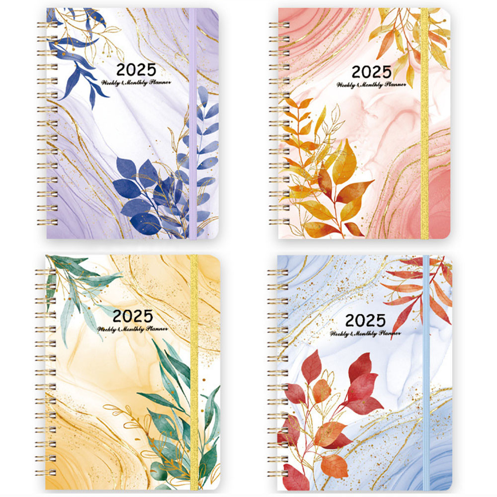 

2025 Planner Notebooks Month Weekly Floral Leaves Notebook Schedule Diary Schedule Journal School Office Supplies Stationery