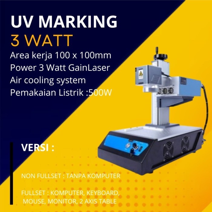 Mesin UV Laser Marking Industrial UV Marking Laser Tabletop 3 Watt metal dan non metal