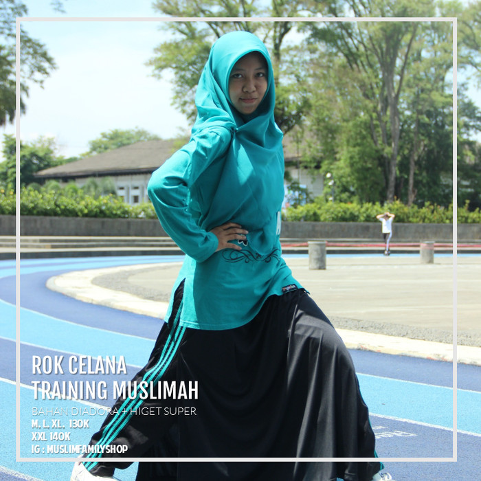 Terlaris ✨ -Rok Celana Training Muslimah Baju Olahraga Wanita - Putih, M