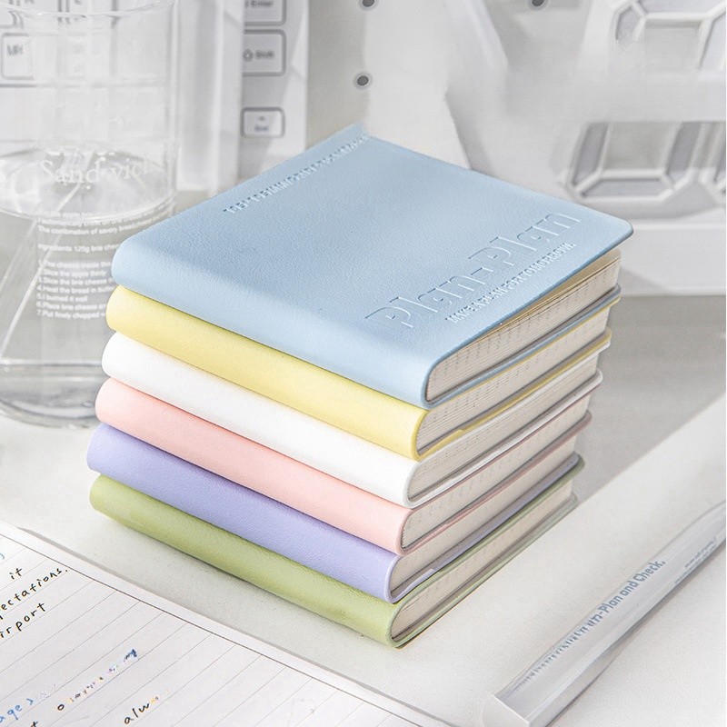 

Macaron Color Pu Leather Grid Blank Sketch Book 100gsm Waterproof Cover Portable Journal Notebook Planner Notepad Stationery