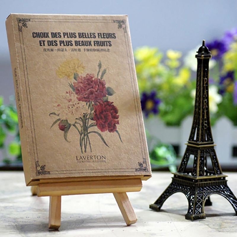 

24 PCS/Set Famous Painter Postcard Series Set Botanical Illustration Postcard Retro Kraft Paper Greeting Cards Message Card