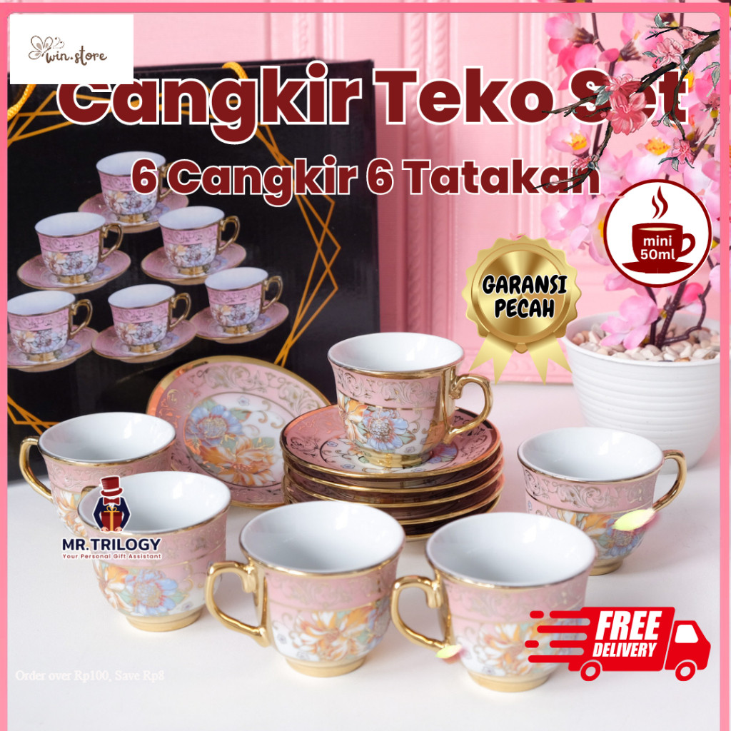 Set Tea Hampers / Cangkir Teh Set Keramik Piring Tatakan Kecil Gelas Kopi Gaya Eropa