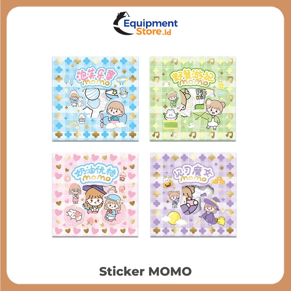 

Sticker Waterproof Sticker Momo Dapat Box Isi 100 Lembar 4 Warna Kartun Korea