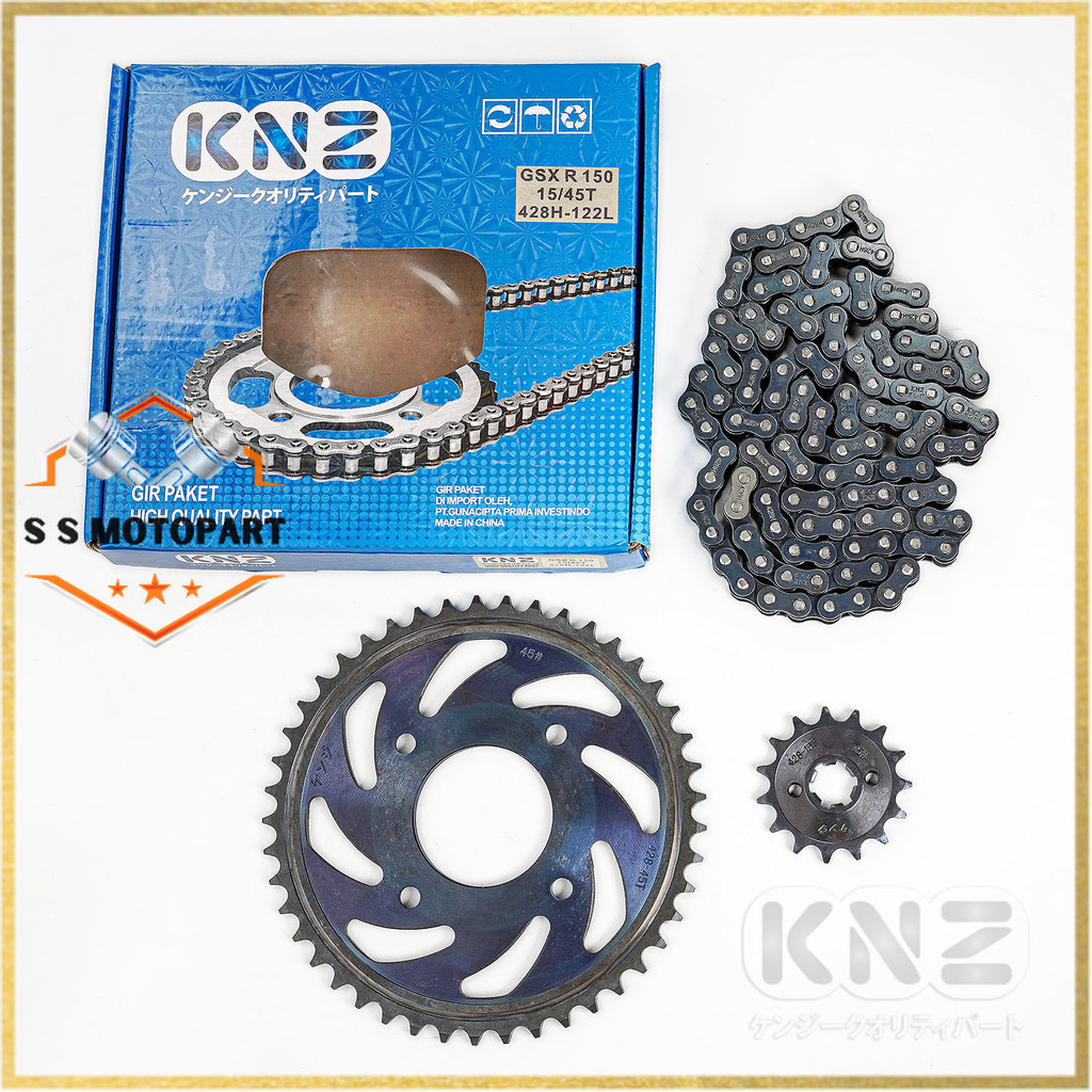 Gear Set Rantai Gear Paket GSX R 150 15/45T 428H /128L Ori KNZ