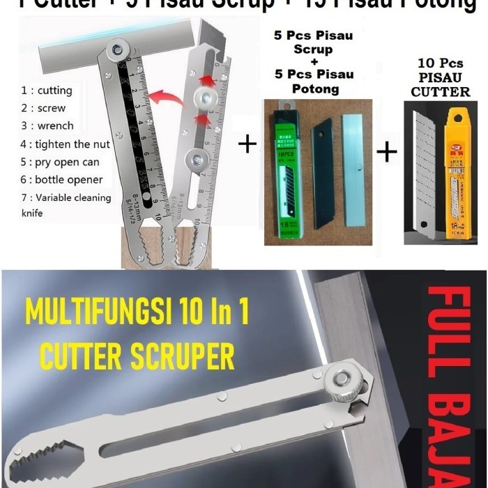 

SET CUTTER 10 IN 1 SCRAPER CUTTER KAPI KAPE CUTTER SOSROK PISAU CUTTER 10in1