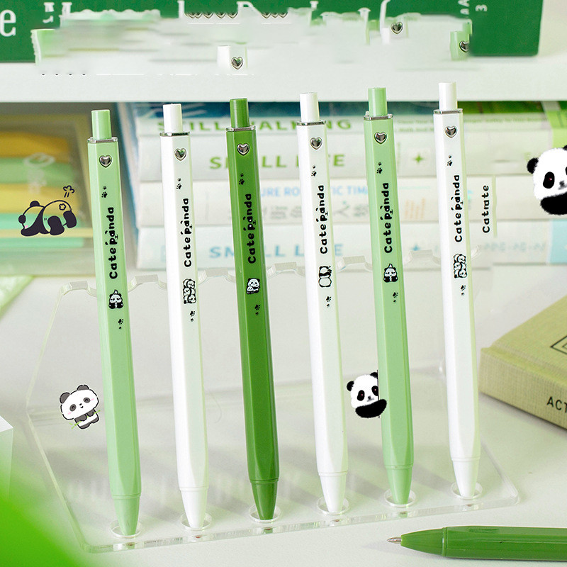 

TERFAVORITE! PULPEN GEL MEKANIK 0,5 MM ISI 6 PCS KARAKTER PANDA KAWAII MATTE GREEN COLOR PALETTE FS