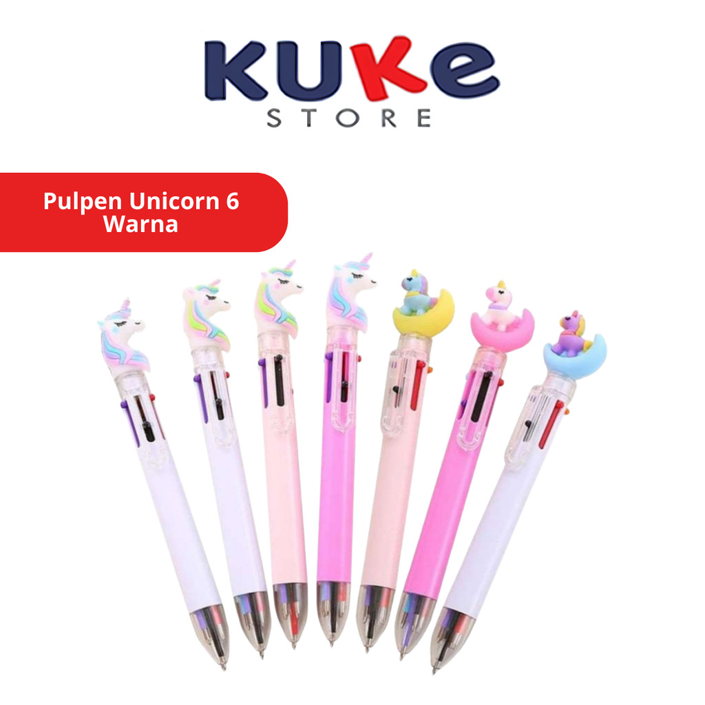 

KUKE Pena Mekanik Karakter 6Warna / Bolpen 0.5mm Multicolor / Pulpen Unicorn 6in1 Alat Tulis Sekolah
