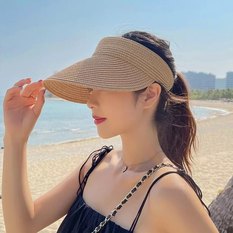 Hydee Hat Topi pantai lipat jerami Topi pantai model topi golf Korean Style