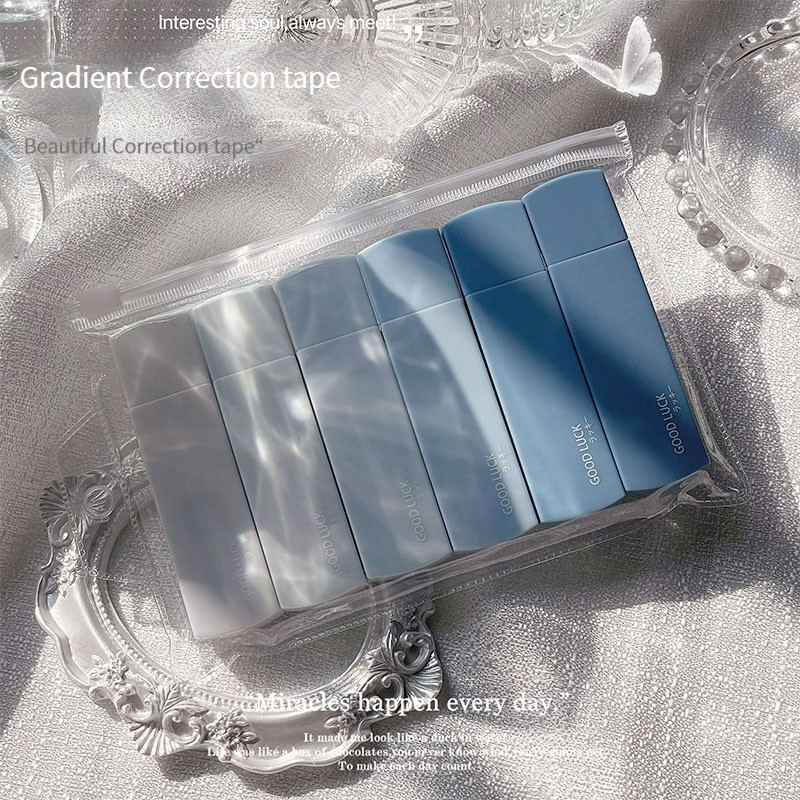 

6pcs/set Blue Color Correction Tape Series Ins Korea Creative Gradient Solid Color Correction Tape Student School Stationery