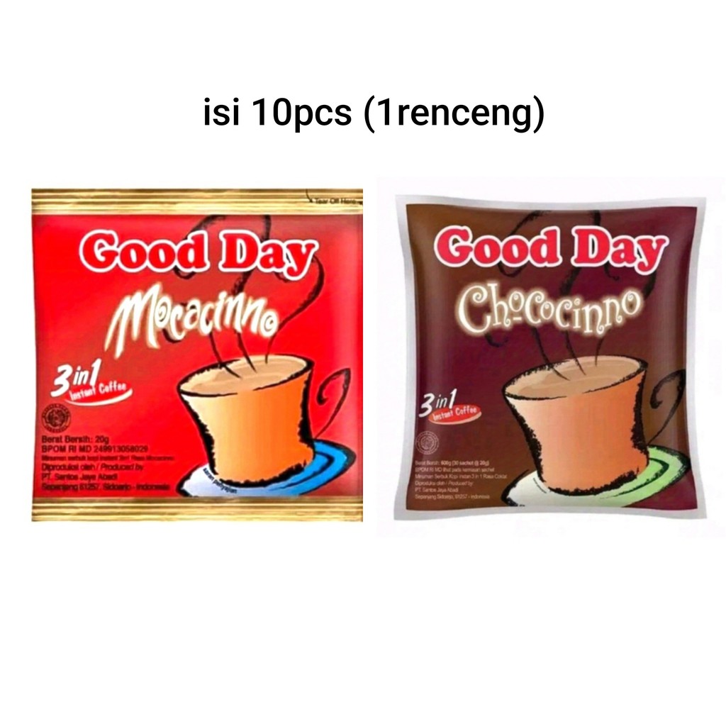 

Kopi Good Day Mocacinno dan Chococino Renceng isi 10pcs