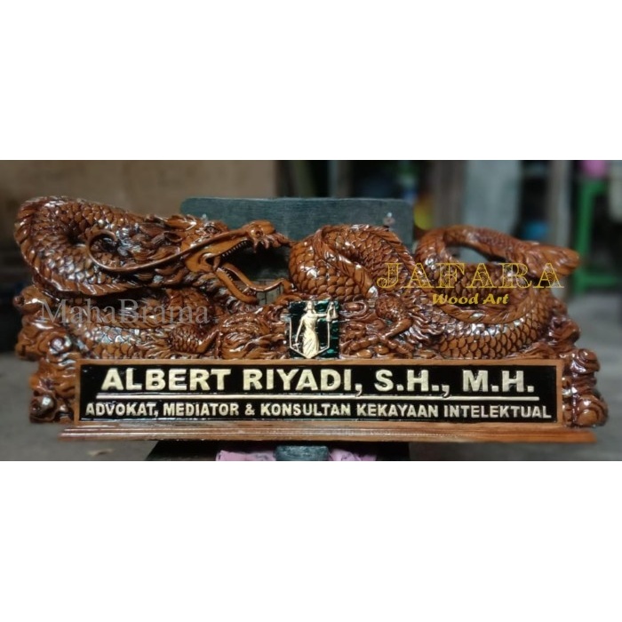 

Papan Nama Meja/Papan Nama Kayu 3D Motif Naga Liong Bisa Custome MB3212