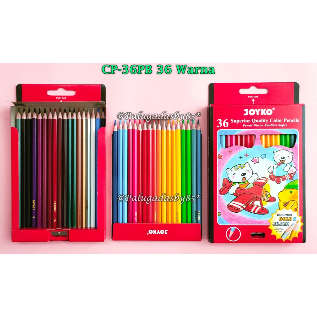 

(1 Set Isi 36 Warna) GROSIR Pensil Warna JOYKO CP-36PB 36W Panjang Color Pencils Hexagonal Grip PB