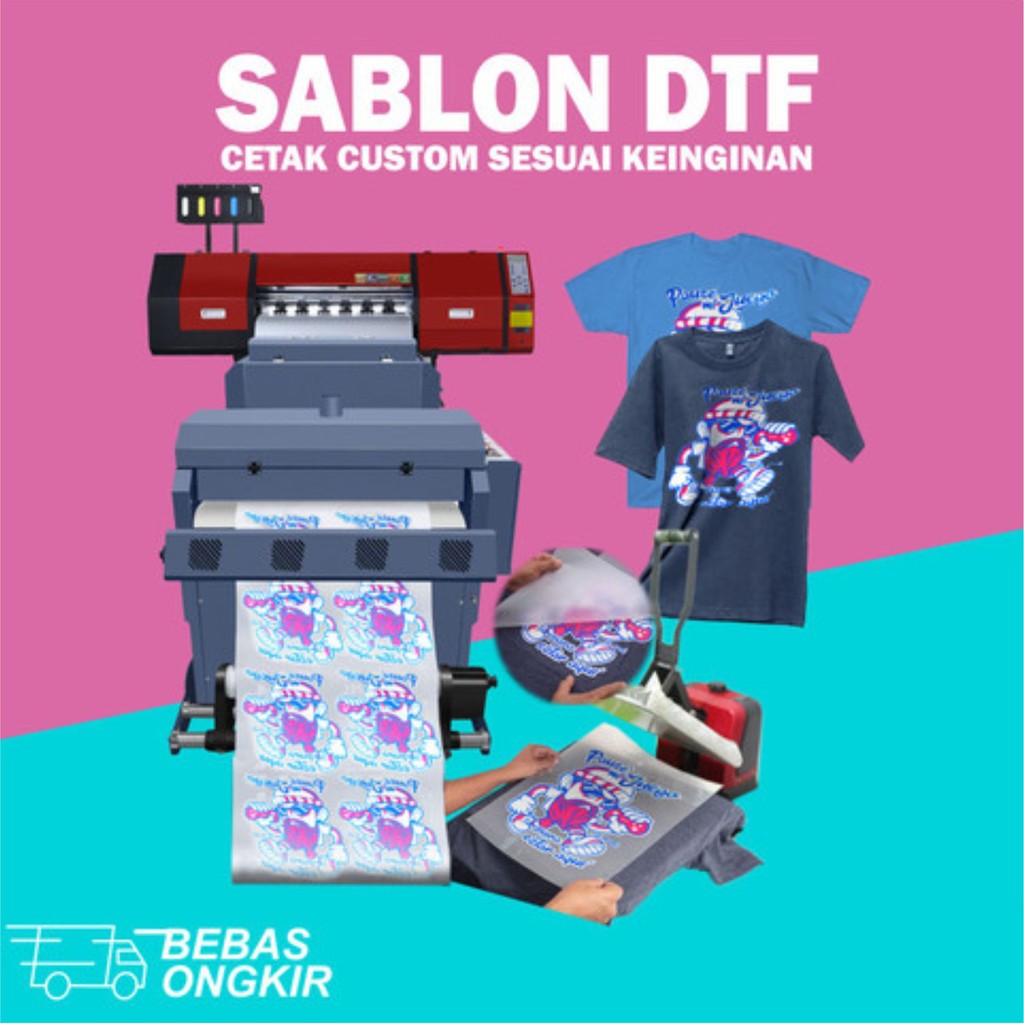 Custom Cetak Sablon DTF SIAP PRESS Satuan dan Meteran