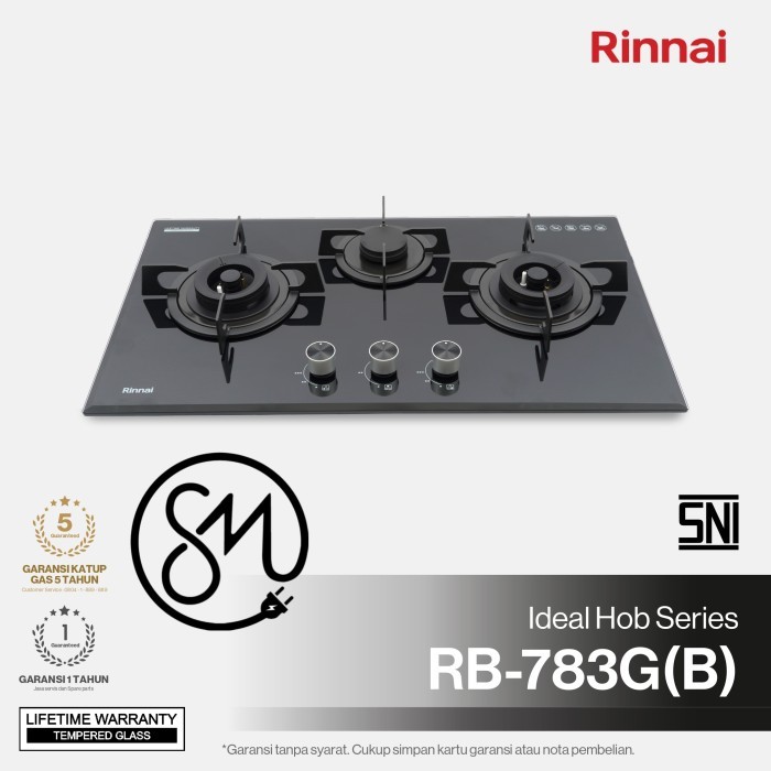 Kompor Gas Tanam Rinnai RB-783G (B) RB783GB 3 tungku RB-783GB