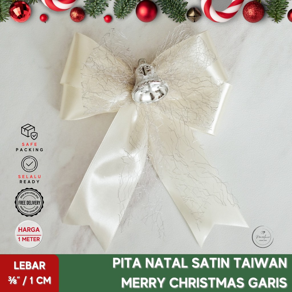 

Handmade Pita Hias Jadi Ribbon Hiasan Hampers Natal White Christmas