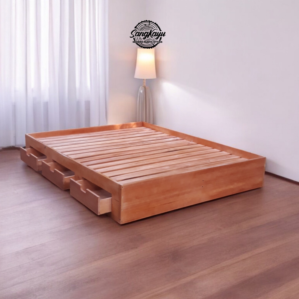 SangKayu Divan Kayu Laci 160x200 cm Dipan Kayu Laci Minimalis Divan Alas Matras