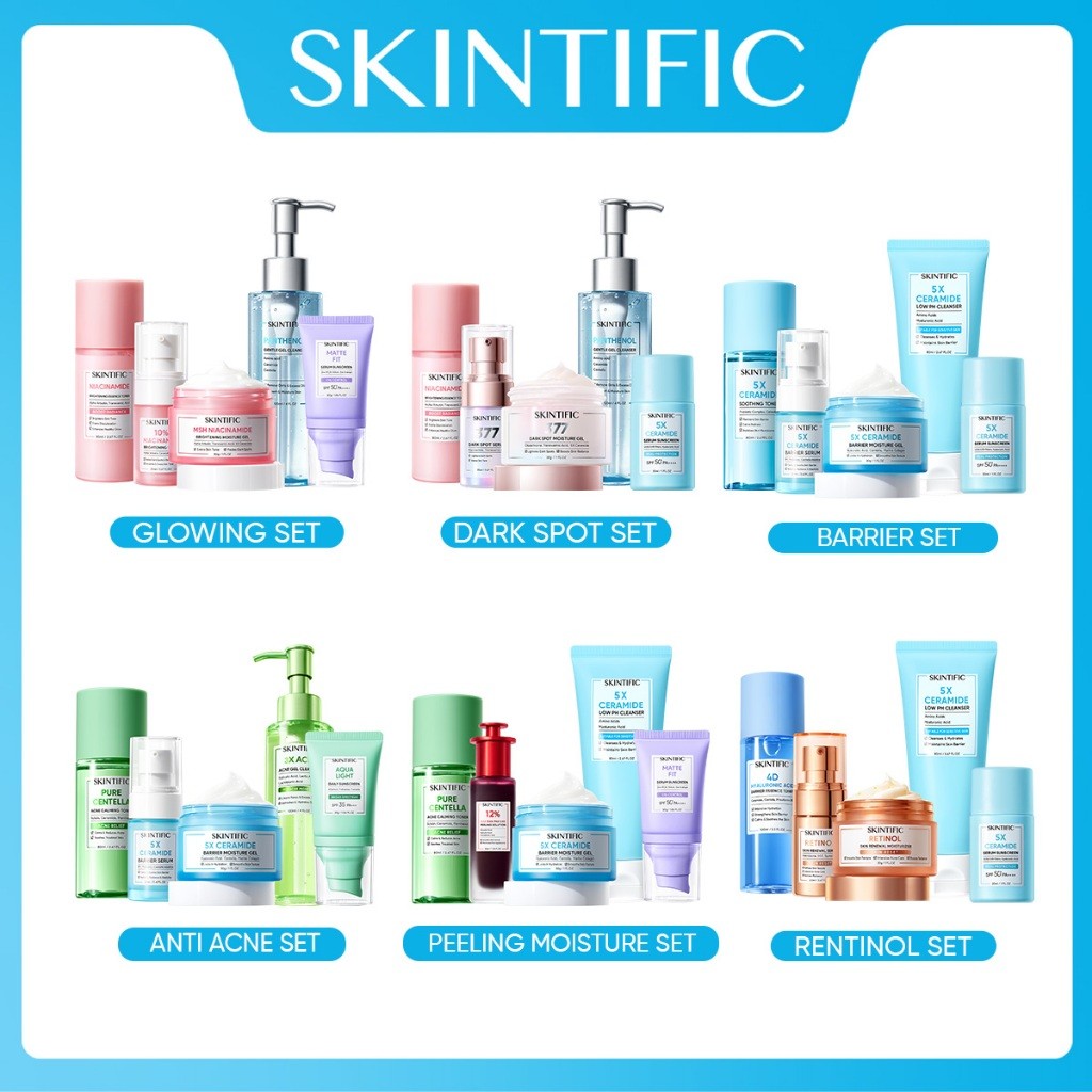 Bundle 5Pcs Skintific Paket Series | Barrier | Peeling | Glowing | Dark Spot | Anti Acne | Retinol
