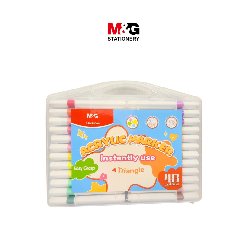 

Spidol Acrylic M&G Acrylic MArker 24 & 48 Warna Intant Use #APMT80A0 #APMT80A8 AKRILIK MARKER Easy Grasp Triangle SHESB