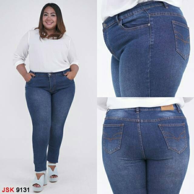 MURAH✨ - Celana Jumbo Skinny Jeans Wanita Celana Panjang Denim Pensil JSK JEANS - HITAM 9100, 39/40/
