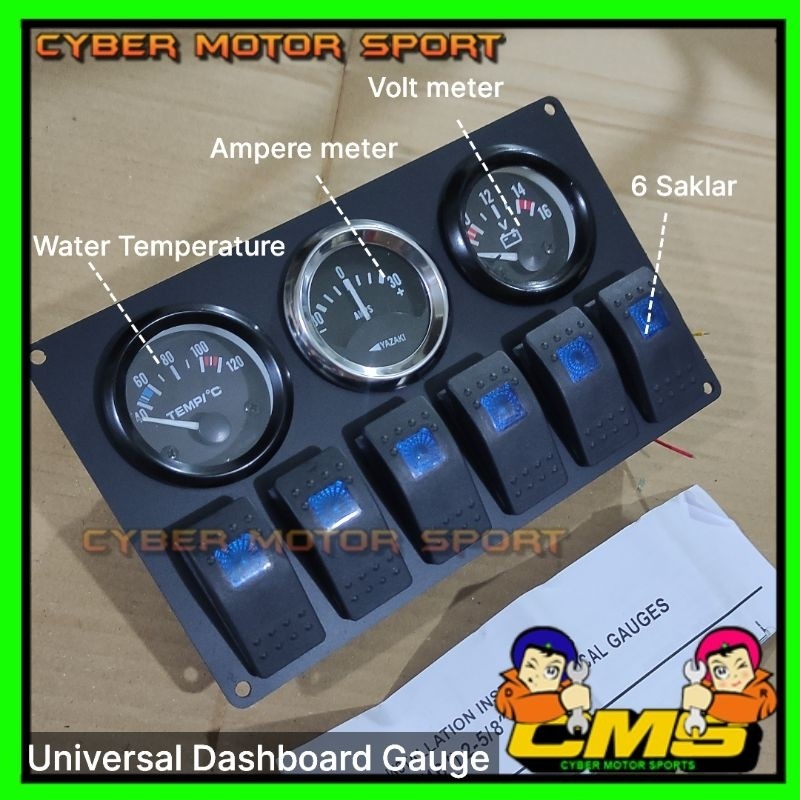 Gauge indikator mobil 3in1 Volt meter. ampere daya. water temperatur. indikator pengukur voltase aki