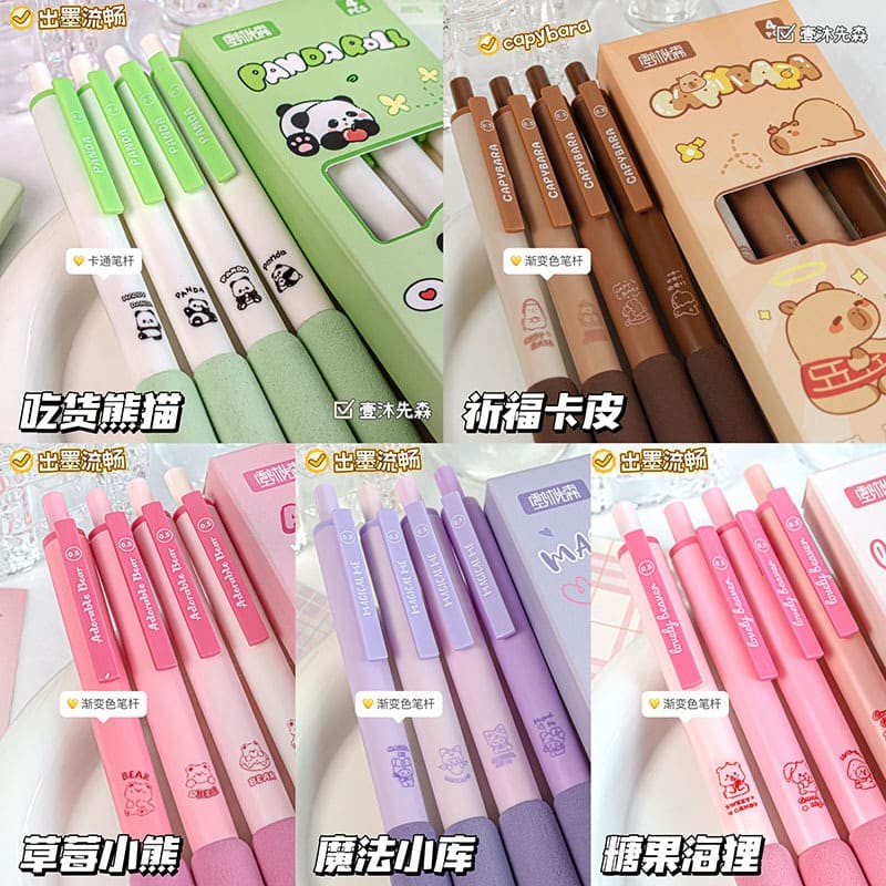 

TERMURAH! 1 SET PULPEN MEKANIK ISI 4 PCS MOTIF , PANDA, LOOPY DAN CAPYBARA CUTE 0,5 MM