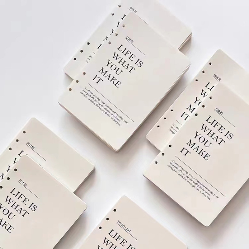 

6 Holes Binder Notebook A5 A6 C6 Inner Paper Core refilling Inner Papers:line,grid,blank,dottes,todo list,Weekly Monthly Planner