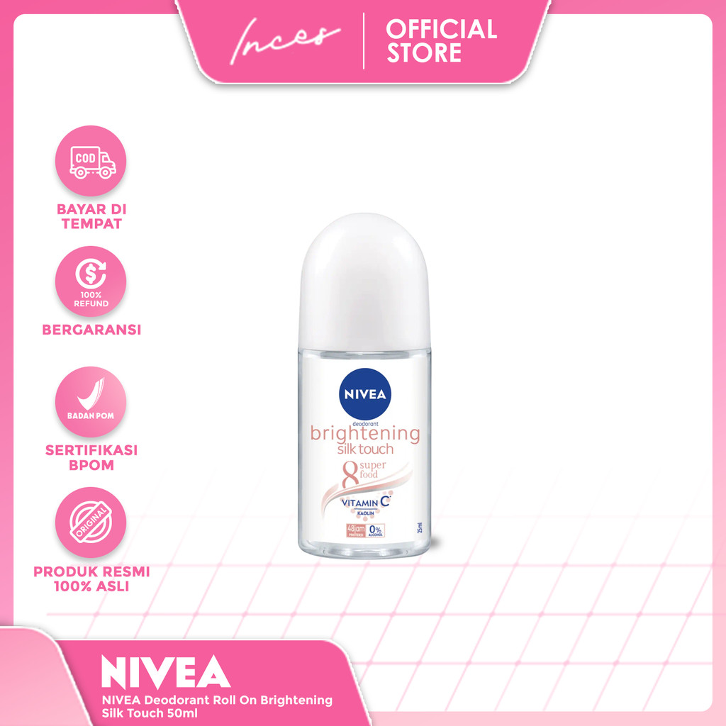 INCES - NIVEA Deodorant Roll On Brightening Silk Touch 50ml - Mencerahkan & kulit ketiak halus seper