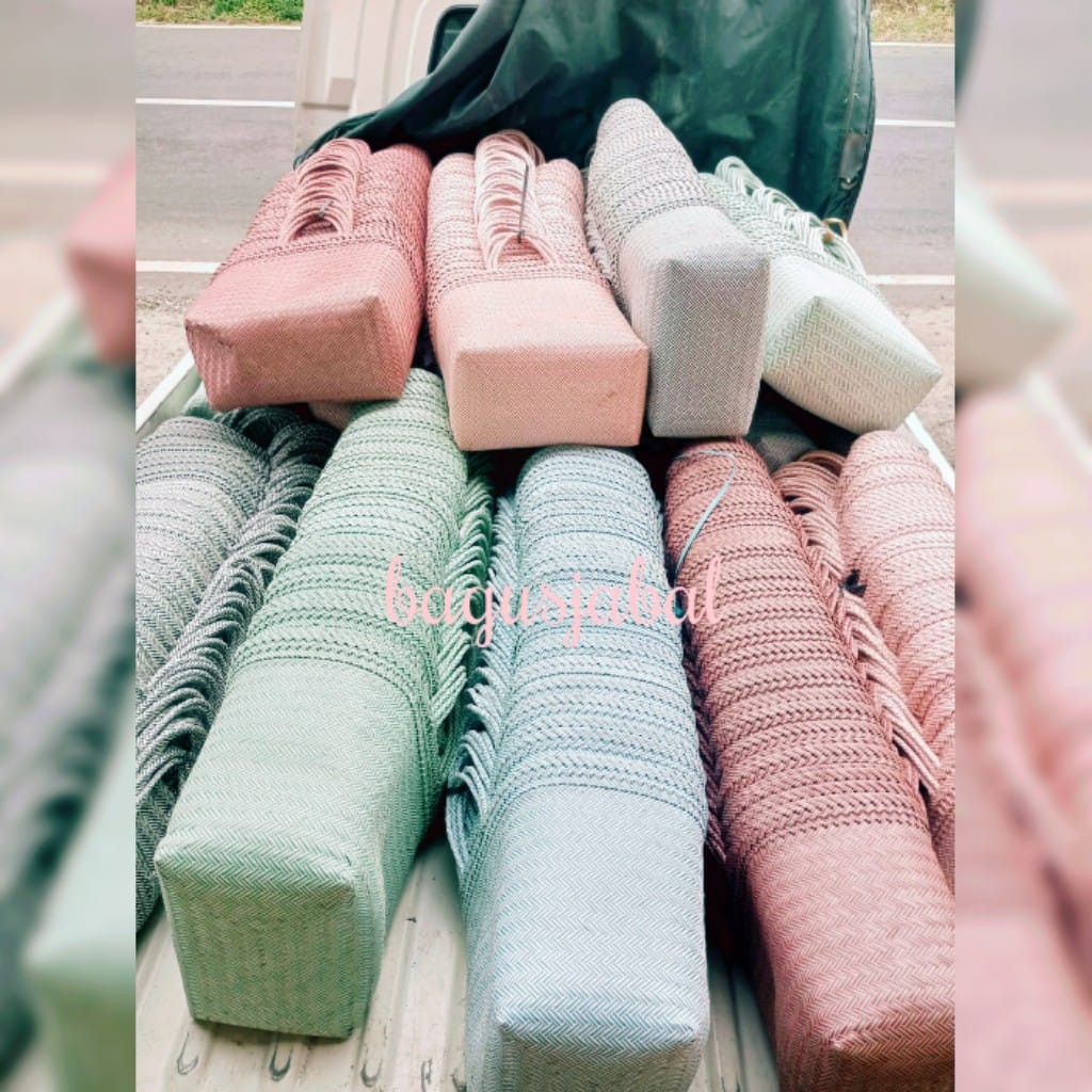 5 Pcs Tas Anyaman Motif Halus Ukuran S / Tas Anyam Sembako / Paket Tas Anyam