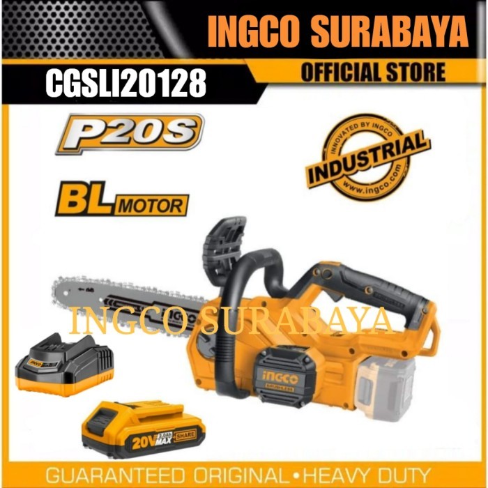 INGCO CGSLI20128 CHAINSAW 12" CORDLESS 20V MESIN GERGAJI KAYU BATERAI
