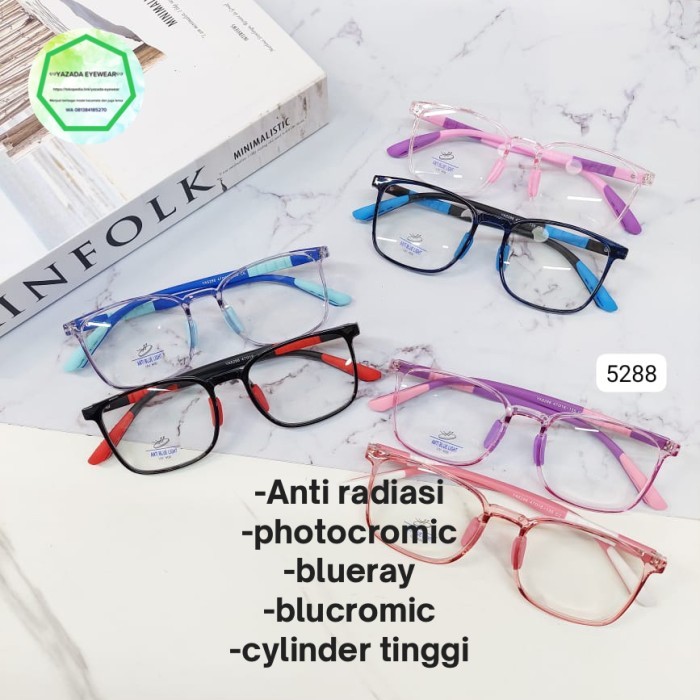 kacamata anak ringan dengan lensa SV cr cyl tinggi - hitam biru, Frame saj