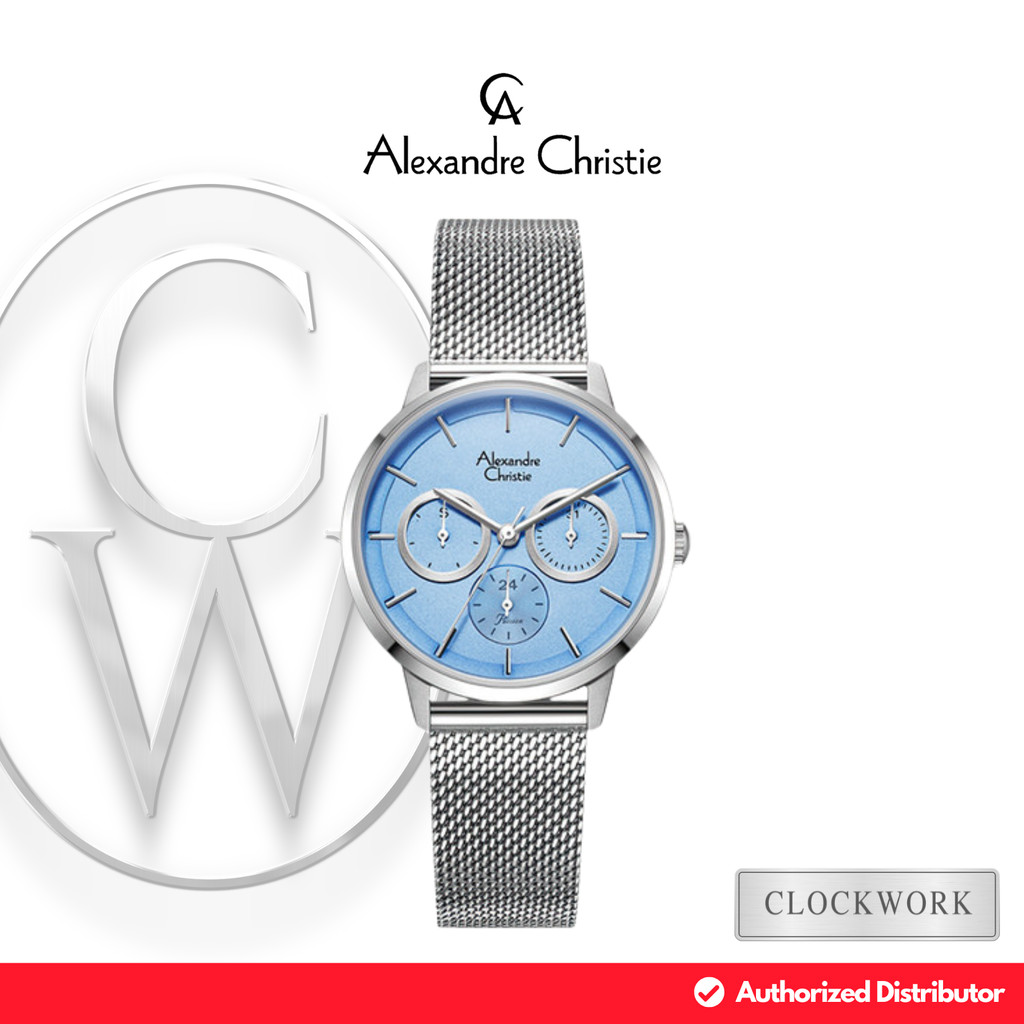 Jam Tangan Wanita Alexandre Christie Multifungsi AC 2682 BFBSSLB Rantai Pasir / Mesh Strap Casual Mi