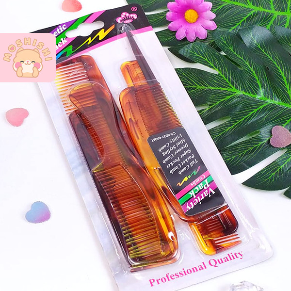 Sisir Rambut Wanita / Sisir Fashion Anak Set Isi 6 Warna Coklat Bening