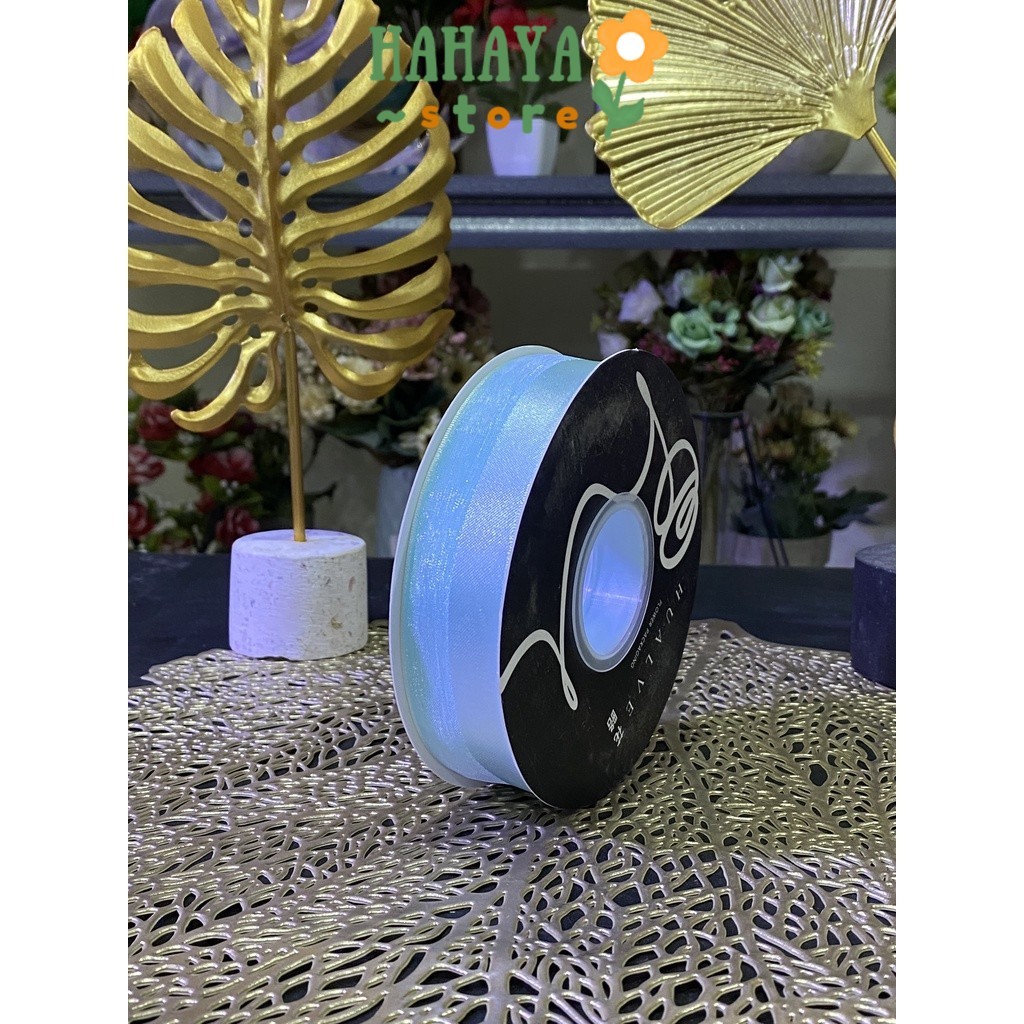 

HAHAYA - PTA7 EQUAL Pita Satin Roll Motif Setangan Satin dan Transparan Modern Pita Kado 2.5cm/Pita Dekorasi Buket