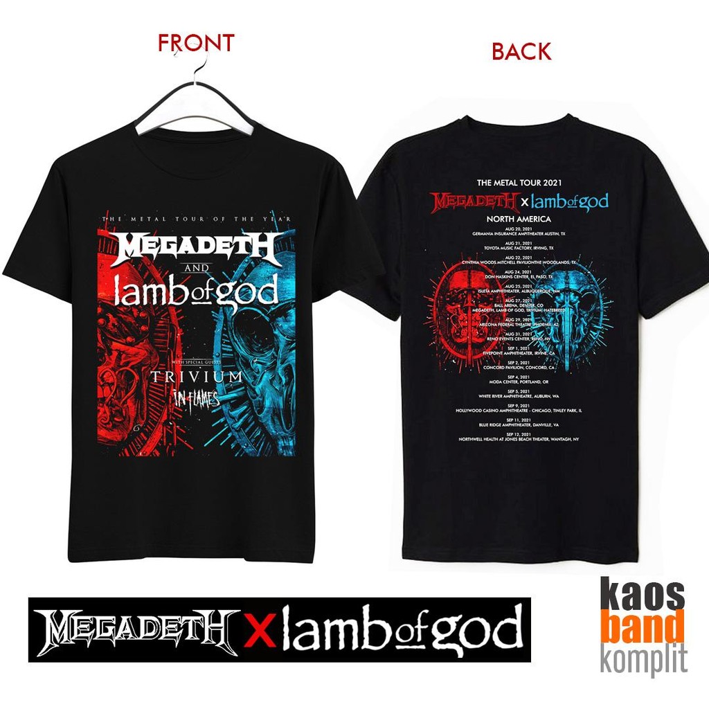 kaos Band Tour MEGADETH X LAMB OF GOD 2021 short sleeve