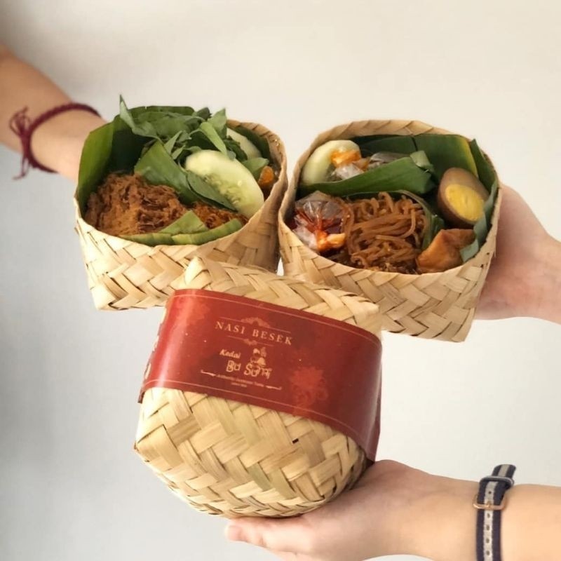 Sepasang Besek Bambu 10x10 Natural / Besek Souvenir dan Snack Box |  Besek Bambu Handmade