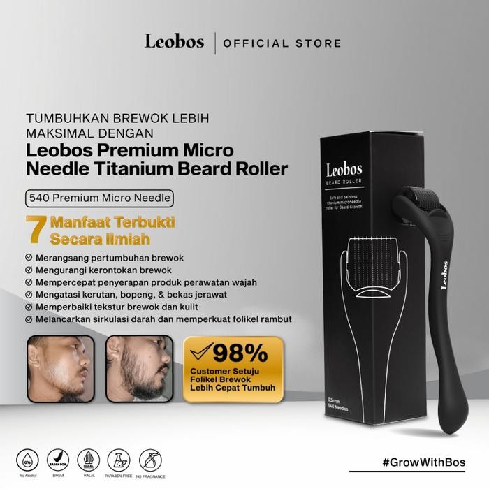 Roller Penumbuh Rambut dan Brewok : LEOBOS Premium Micro Needle Titanium Roller