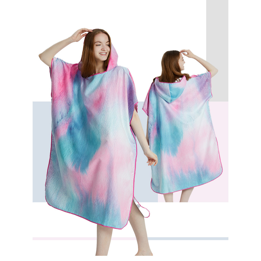Surf Poncho Towel Poncho Quick-Dry Towel Hoodie Microfiber Beach Robe Changing Poncho Swim Towel Bea